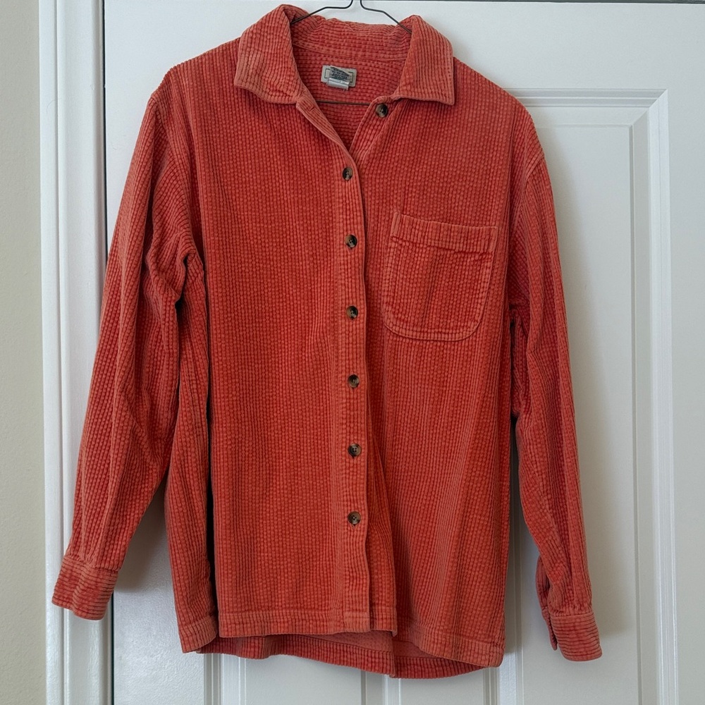 Vintage L.L. Bean Corduroy Button-Up Shirt - Coral